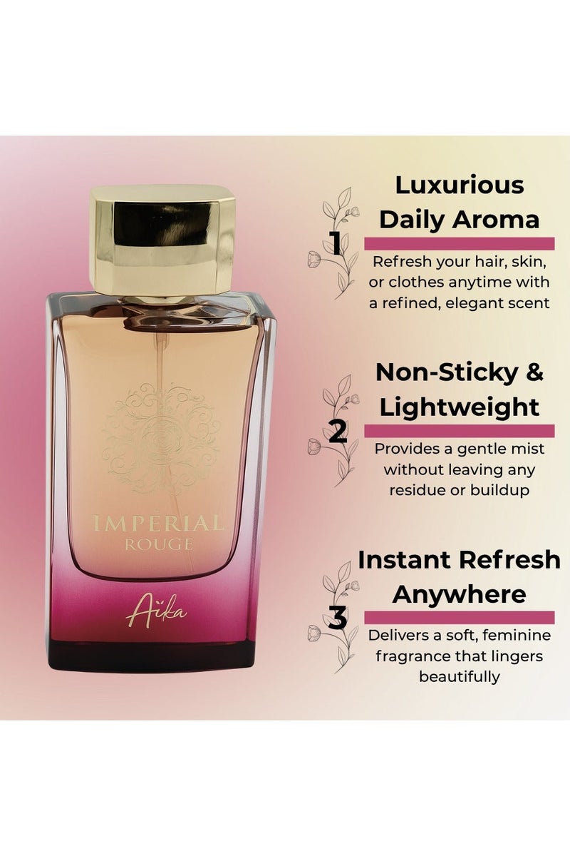 ايكا عطر أيكا إمبريال روج 80 مل للنساء، عطر يدوم طويلاً للجسم والشعر، عطر خالٍ من الكحول للنساء بمزيج من الزعفران والورد وخشب العنبر الزهري والتوابل - Image 2